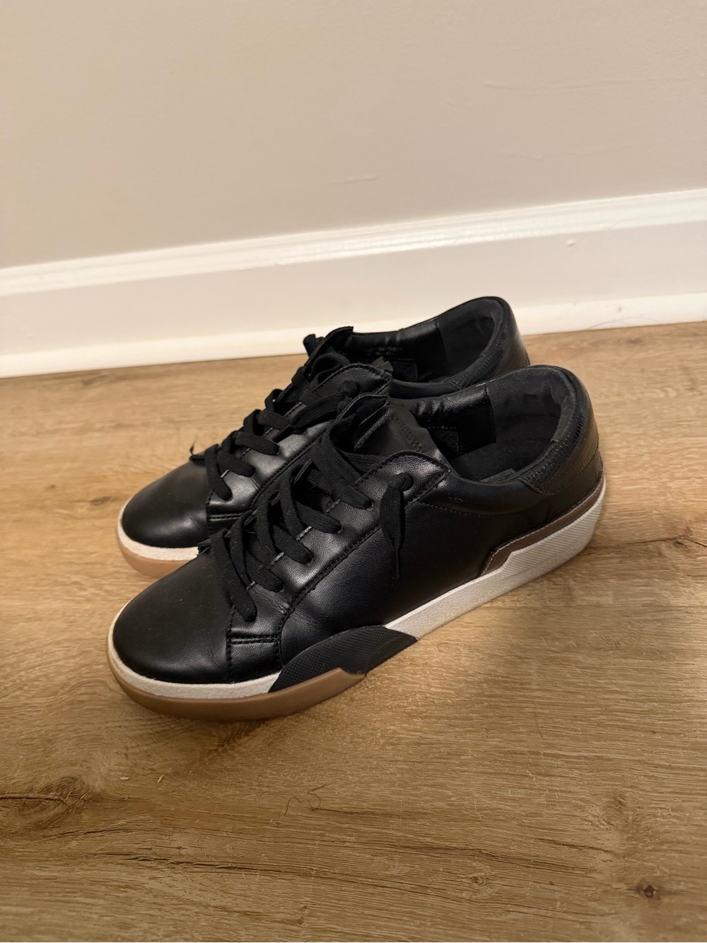 Dolce Vita Black and White Women's Leather Sneakers